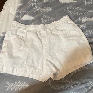 White linen shorts